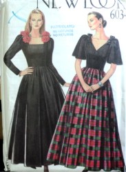 6034 NEW LOOK MAGNIFICENT LONG FLARE SS-LS  LONG DRESS PATTERN 8-18 UNCUT